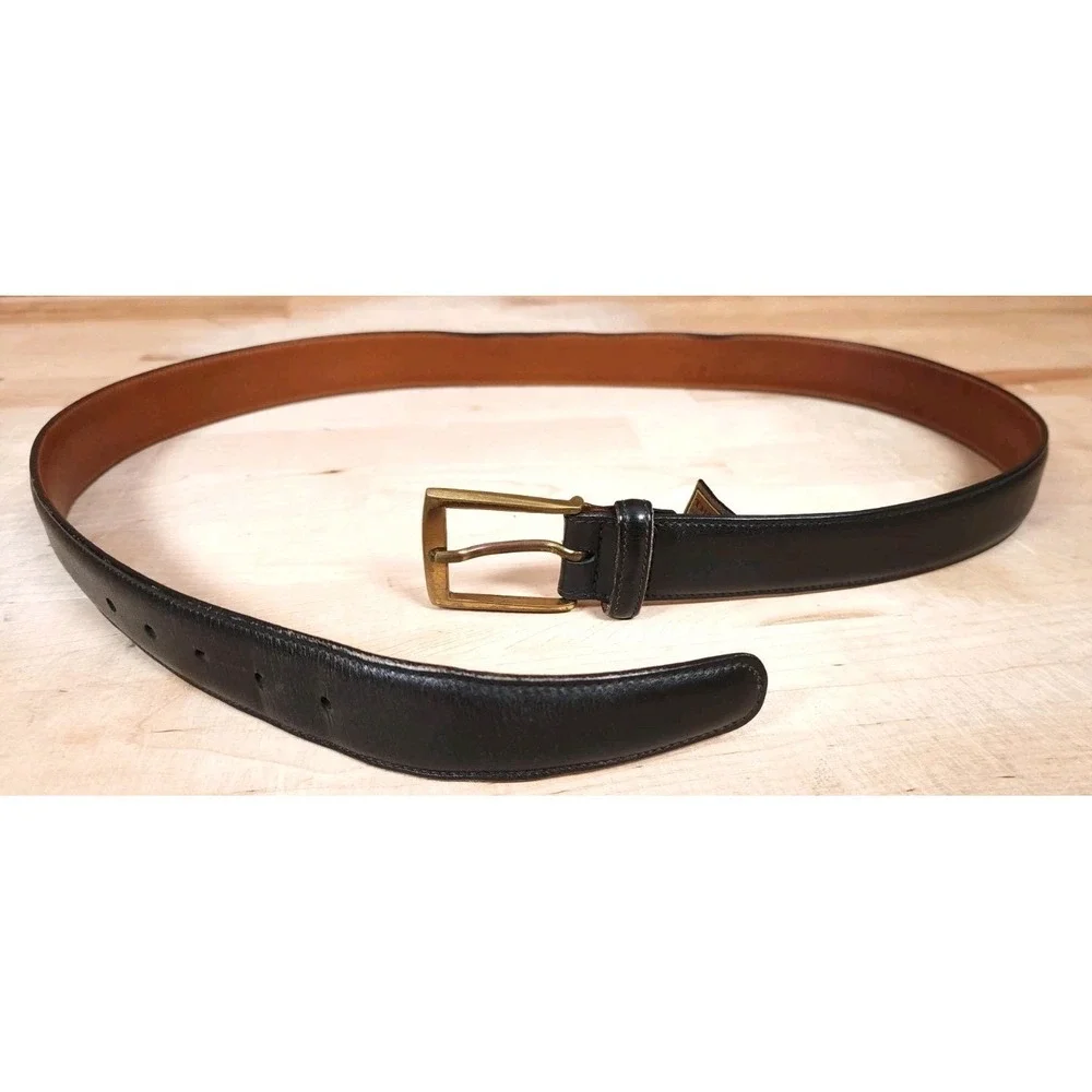 Trafalgar Bos Taurus Midwestern‎ Basic Glove Leather Black Belt 34 Handmade USA